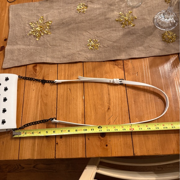 Betsey Johnson White Faux Leather Crossbody Bag with Black Skull Studs. - Picture 16 of 16